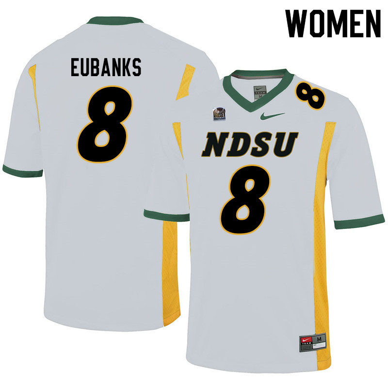 Women #8 Courtney Eubanks North Dakota State Bison College Football Jerseys Sale-White